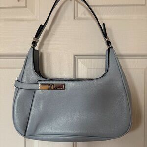 Calvin Klein Becky Top Zipper Shoulder Bag in Light Blue